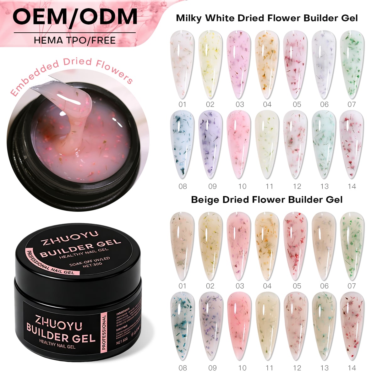 28 Color Flower Builder Gel Collection | OEM/ODM Nail Builder Gel