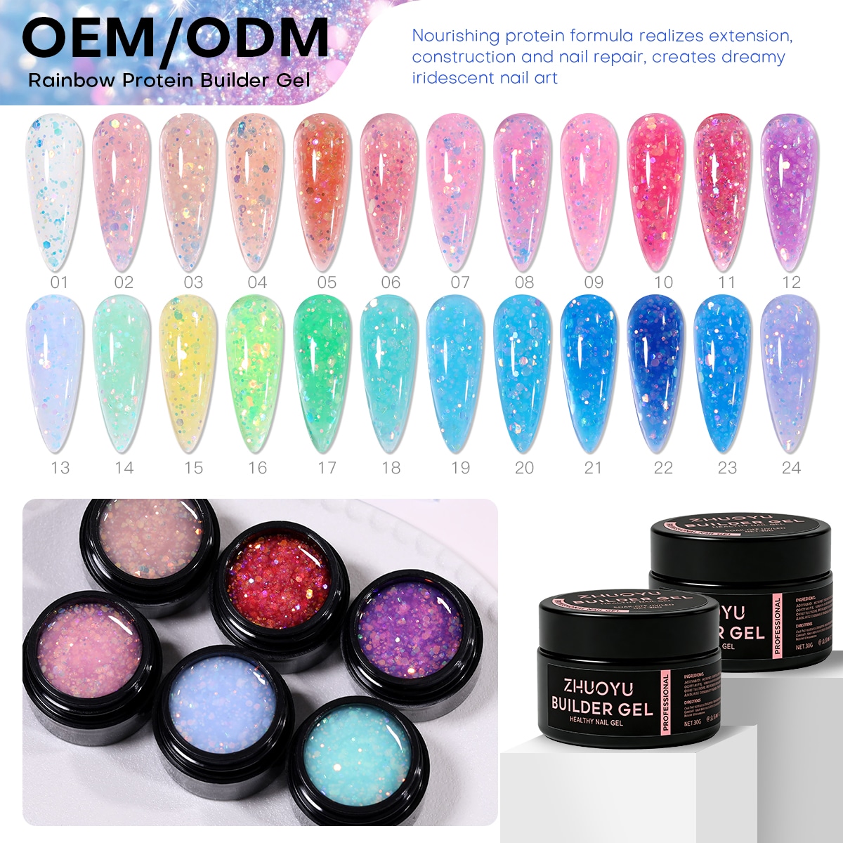 Hema/TPO-Free Rainbow Protein Builder Gel | Professional Series