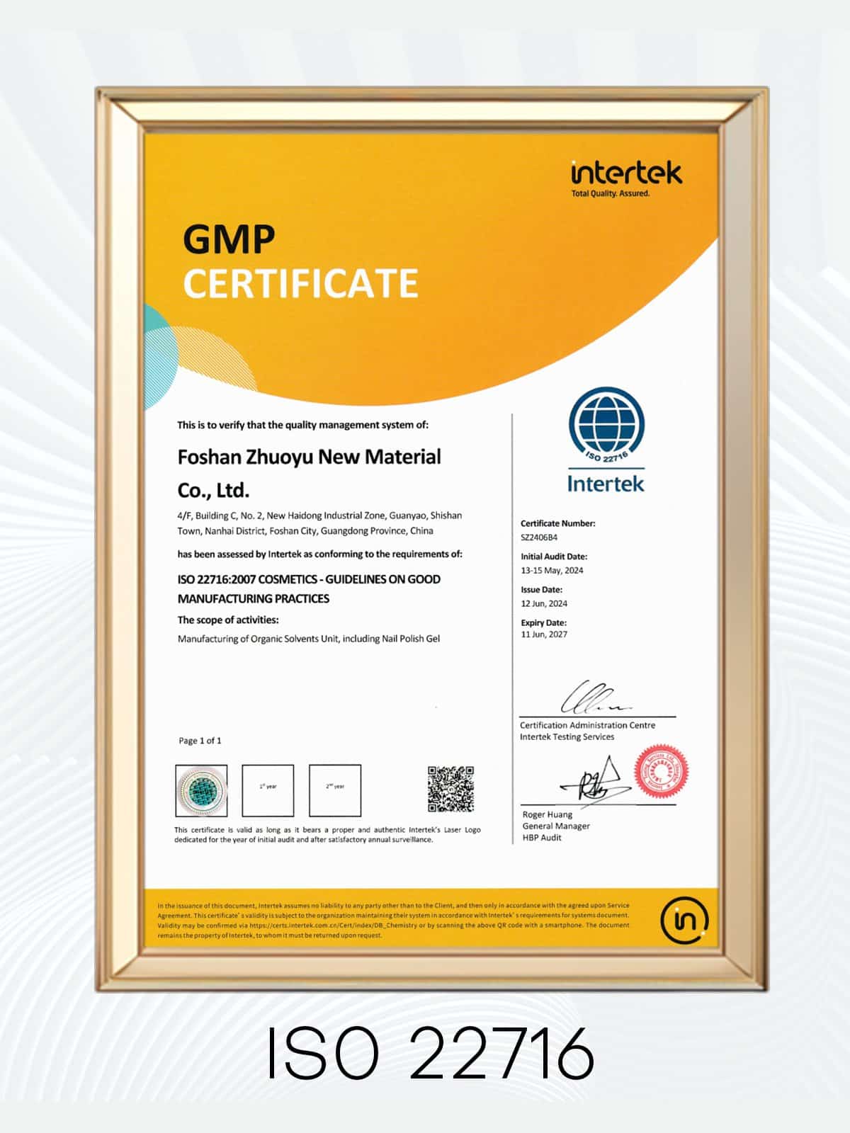 ISO 22716 — Cosmetics GMP Guidelines (Intertek)