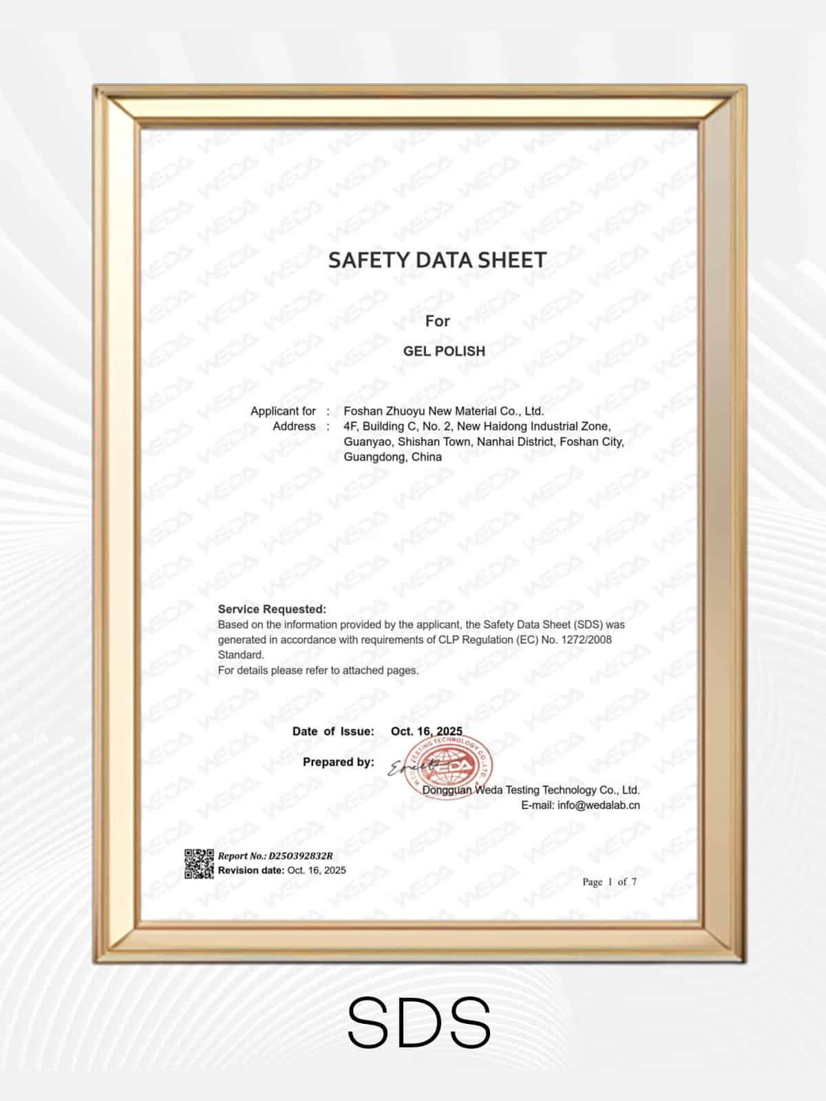 SDS — Safety Data Sheet for Gel Polish